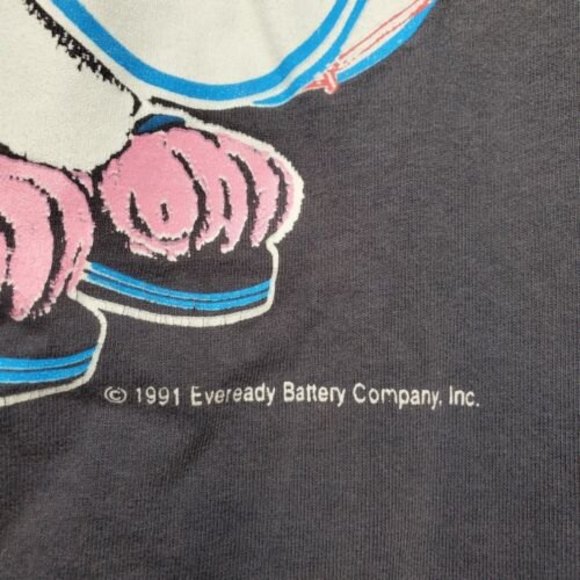 Vintage 90s 1991 Single Stitch Energizer Bunny Nothing Last Longer Tee Sz Large - Picture 3 of 8